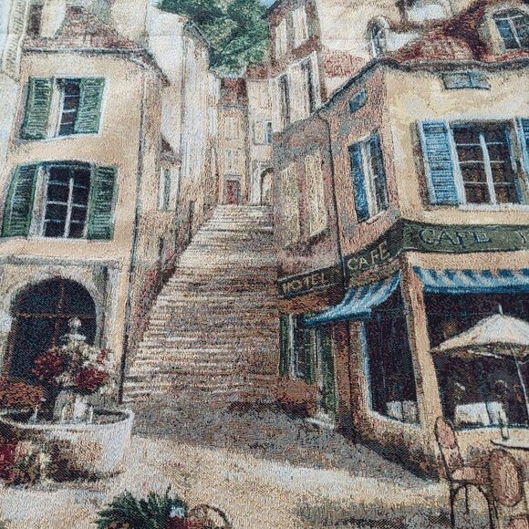 Cafe Wall Hanging Tapestry, Cafe De La Place, 42x35 inch, Horizontal, Rod Sleeve - Picture 9 of 9